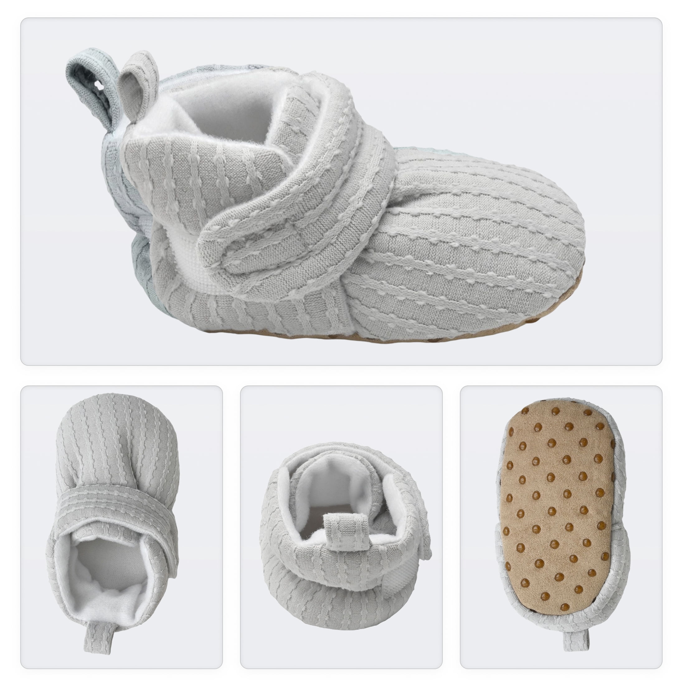 Carter's Child of Mine Infant Wrap Slippers, Newborn Baby Booties, Grey