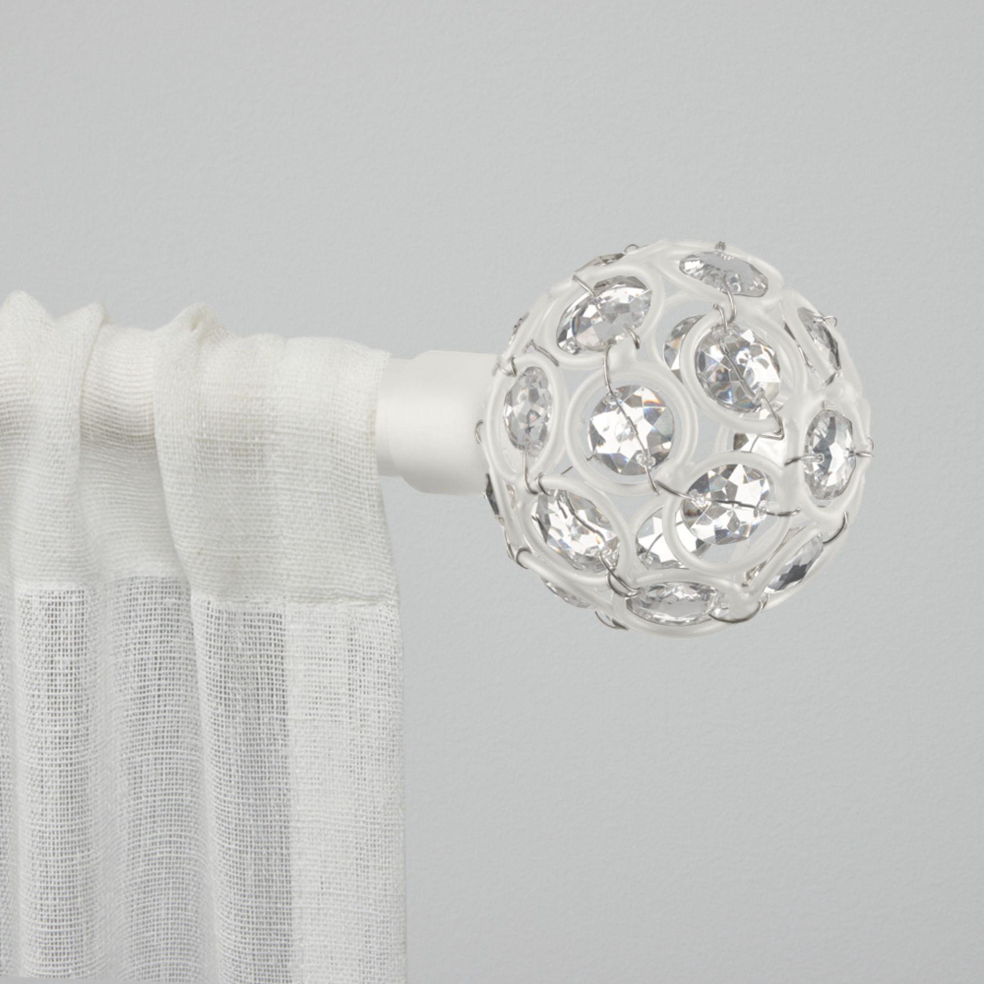 Exclusive Home Rings 1" Curtain Rod and Finial Set, Matte White, Adjustable 36"-72"