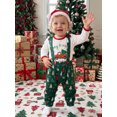 thumbnail image 3 of Cjfdfy Newborn Baby Boy Christmas Outfit Red Truck Tree Print Long Sleeve Romper And Print Overalls And Santa Hat 3Pcs Infant Cute My First Christmas Fall Winter Clothes 0-18M, 3 of 9