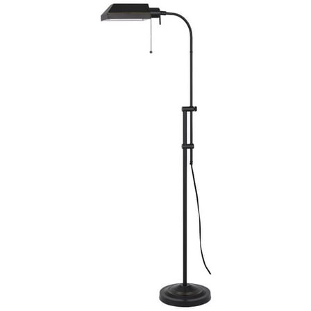 57 in. Adjustable Traditional Shaped Floor Lamp with Bronze Square Shade, Bronze