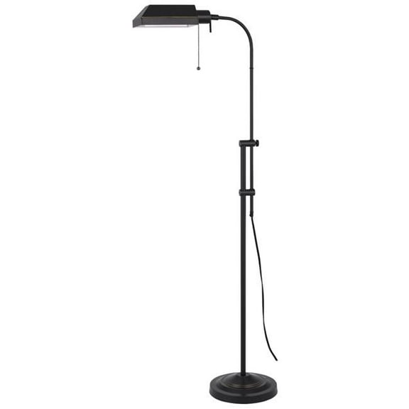 57 in. Adjustable Traditional Shaped Floor Lamp with Bronze Square Shade, Bronze