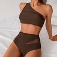 thumbnail image 3 of WILLBEST Traje de Baño con Faja conjuntos de Bikini para Mujer Traje de Baño de Dos Piezas de Un Hombro Cintura Alta Cuello Asimétrico Malla Fruncida con Recorte, 3 of 6