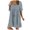 Sky Blue, variant on Fesfesfes Womens Dress Solid Color V Neck Spring Tunic Dress Loose Casual Short Sleeve Vacation Beach Dress