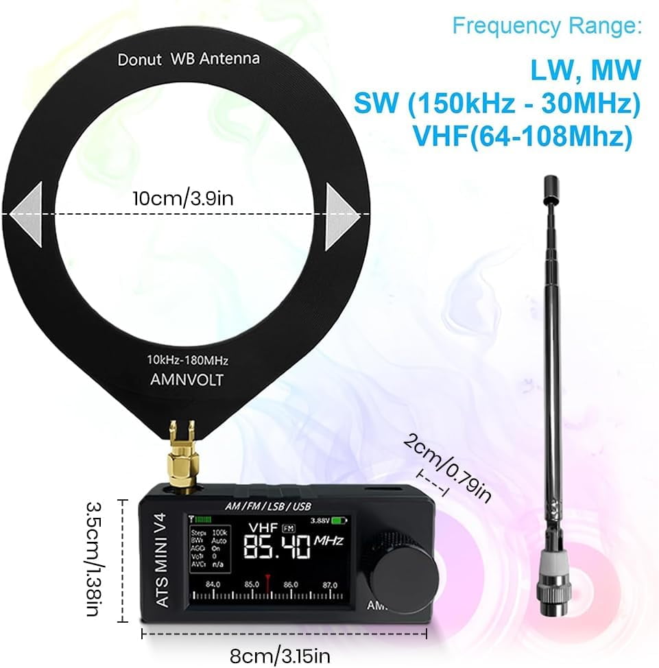 Si4732 DSP Pocket Radio - AM/FM/LSB/USB All Band Portable Receiver with IPS Screen, 800mAh Battery, for SW MW HF Outdoor, Travel & Emergency Use  P