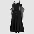 thumbnail image 6 of HXWCHs Women's Victorian Gothic Dress Solid Color Fitted Waist Retro Court Ball Gown Black XL, 6 of 7