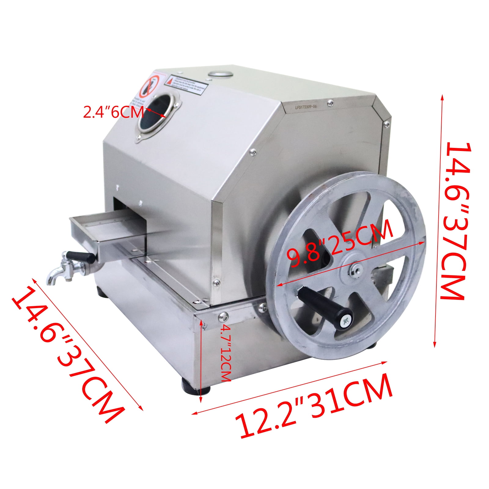 3 Rollers Sugarcane Press Juicer Manual Machine Extractor Mill Squeezer Stainless Steel