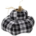 thumbnail image 3 of 6.5" Black and White Plaid Stacked Fall Harvest Tabletop Pumpkin, 3 of 3