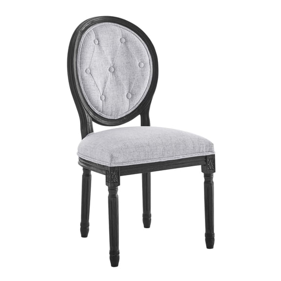 Modway Arise Vintage French Upholstered Fabric Dining Side Chair in Black Light Gray