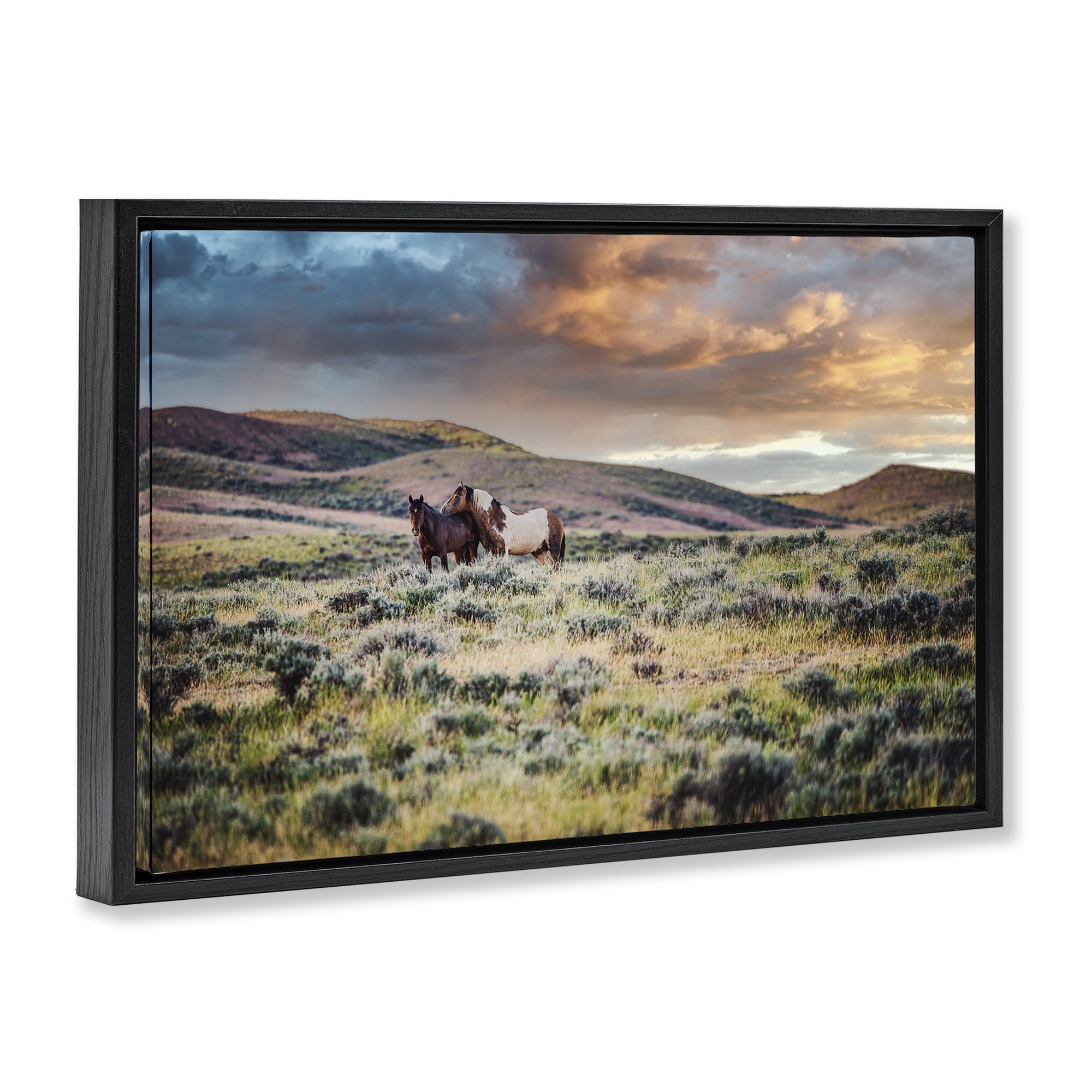 Stupell Industries Stay Close Horses Black Framed Floater Canvas Wall Art, design by Tim West