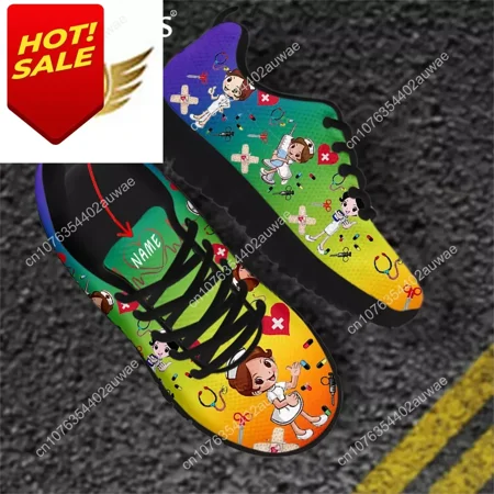 

Scarpe da allattamento rosa scarpe da ginnastica basse da donna Cute Cartoon Nurse/Doctor Brand Design AF Mesh calzature femmini