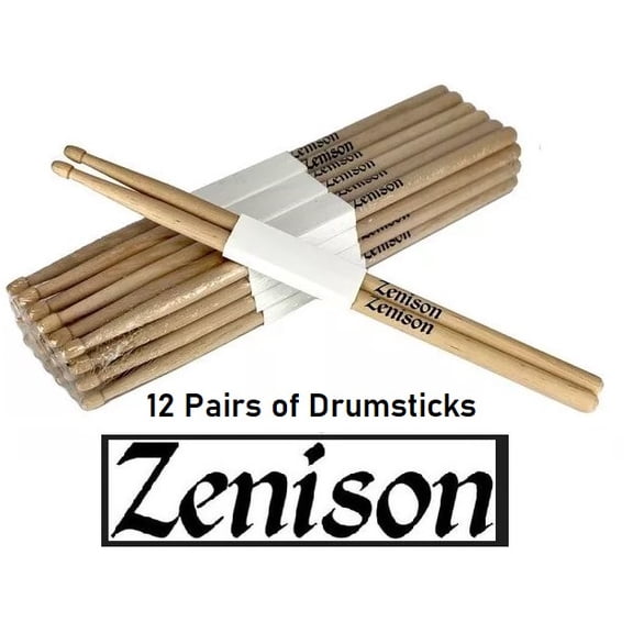 Zenison 12 Pairs 2B Wood Acorn Tip Classic Maple Drumsticks Kids & Adults