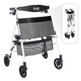 thumbnail image 1 of Andador plegable ligero Stander Wonder Rollator Plus para adultos mayores y niños, Travel EZ Fold-N-Go, pequeño andador con ruedas y asiento, color blanco intenso, 1 of 5