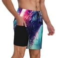 thumbnail image 2 of Zufioo Starry Multicolored Wolf Mens Swimsuit Trunks with Compression Liner,Quick Dry Sports suit,Beach Board Shorts with Pockets,Bathing Suits-X-Large, 2 of 6