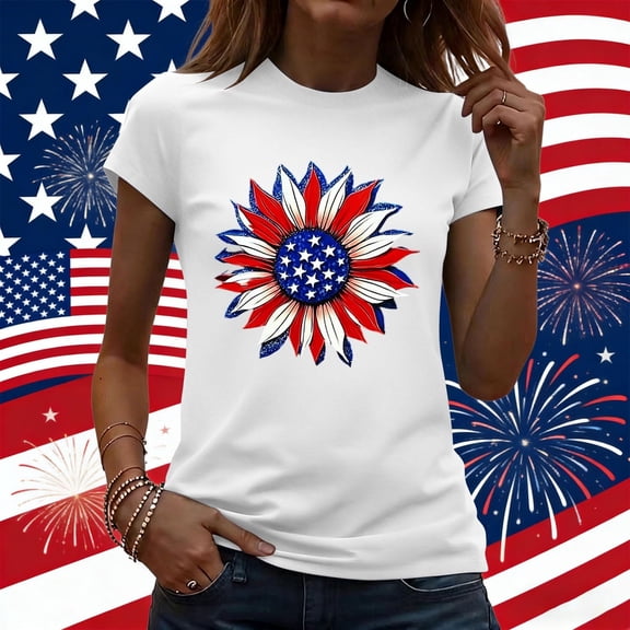 Patriotic Shirts for Women American Flag Shirt 4th of July Tshirt Graphic Tees Casual Short Sleeve Tee Top