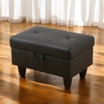 thumbnail image 3 of JESTOP Leather Storage Ottoman, Ottoman with Storage, Rectangle 28.5" Foot Rest Ottomans Stool for Living Room Bedroom, 3 of 7