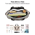 thumbnail image 4 of Tote Bag for Women - Beige Christmas Decoration Pattern Shoulder Bag - Large Utility Work Duffle Bag with Zipper Handbag for Travel, Work, Sprots, 4 of 5
