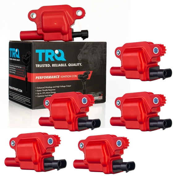 TRQ 6 Piece Premium High Performance Ignition Coil Kit Square Type for Chevy GMC ICA64245 Fits select: 2014-2021 CHEVROLET SILVERADO, 2014-2021 GMC SIERRA
