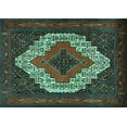 thumbnail image 1 of Ahgly Company Machine Washable Indoor Rectangle Persian Turquoise Blue Traditional Area Rugs, 2' x 4', 1 of 4