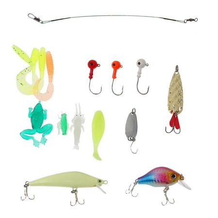 Fishing Lures Set Jig Head Hooks Frog Shrimp Leader Maggot Soft Hard Baits