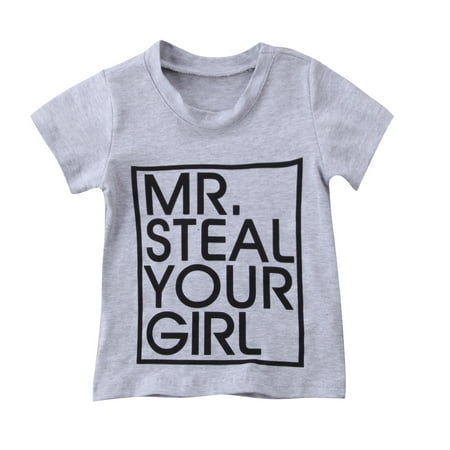 

Boys Girls T-shirts Letter Print Short Sleeve Tops Summer Clothes