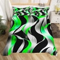 thumbnail image 3 of Erosebridal Geometric Stripes Comforter Cover Twin,Black Green Bedding Twin Size,Spiral Swirl Duvet Cover Twin,Microfiber Boys Bedroom Decor(No Comforter),Reversible,3pcs, 3 of 7