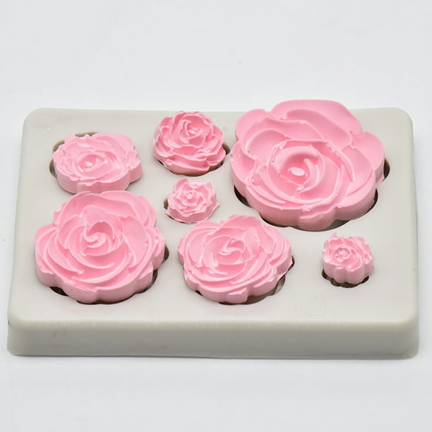 Molde de fondant con forma de rosa para decorar pasteles | Molde de silicona reutilizable para chocolate, dulces y helados | Apto para horno, microondas y lavavajillas