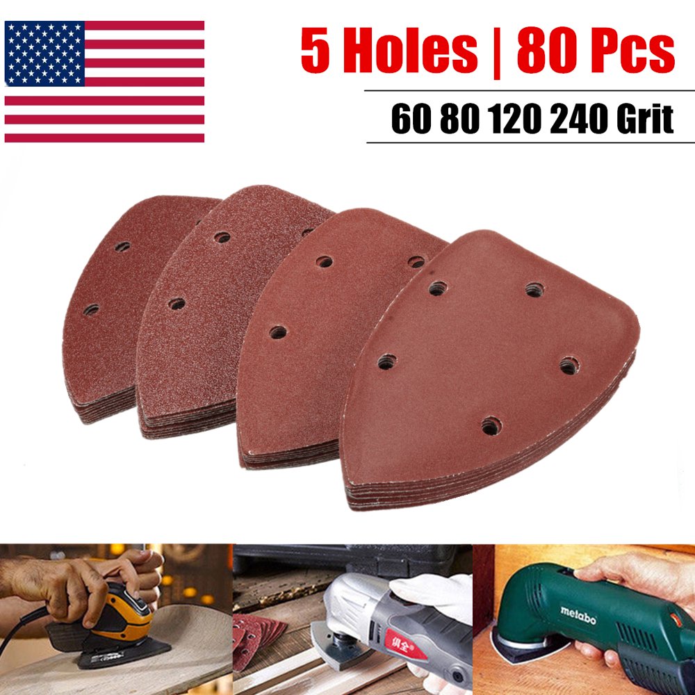 40Pcs Mouse Sander Pads Sanding Sheets Discs Sandpaper Mixed Grit 40 80