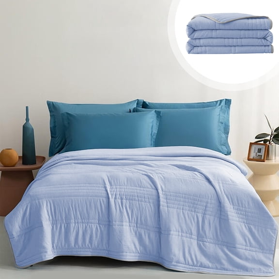 Summer Cooling Quilt 59x39 in, Lightweight Washable Polyester Fiber Comforter for Hot Sleepers, Breathable Thin Blanket for Bed Couch Office and Travel Use All Season Long