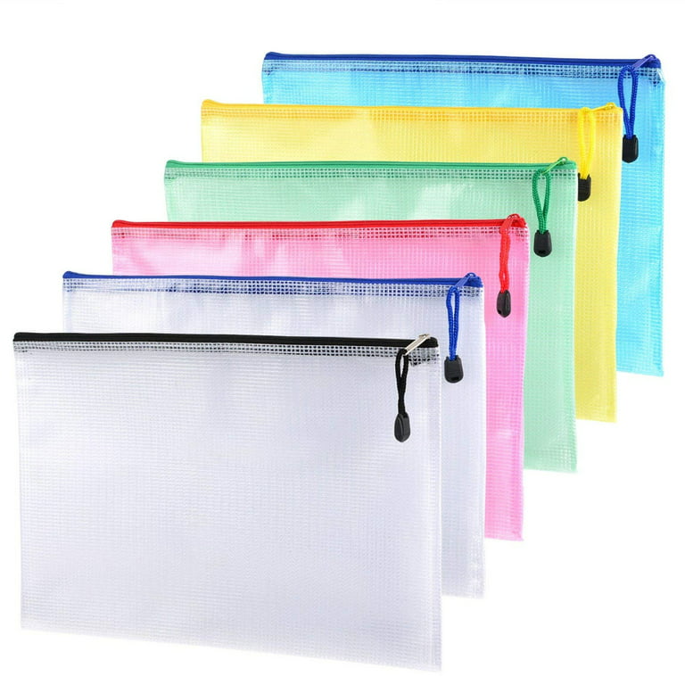 EOOUT 16pcs Mesh Zipper Pouch Document Bag Zip File Folders Letter Size/A4 Size for Office Supplies Travel Storage Bags 8 Colors