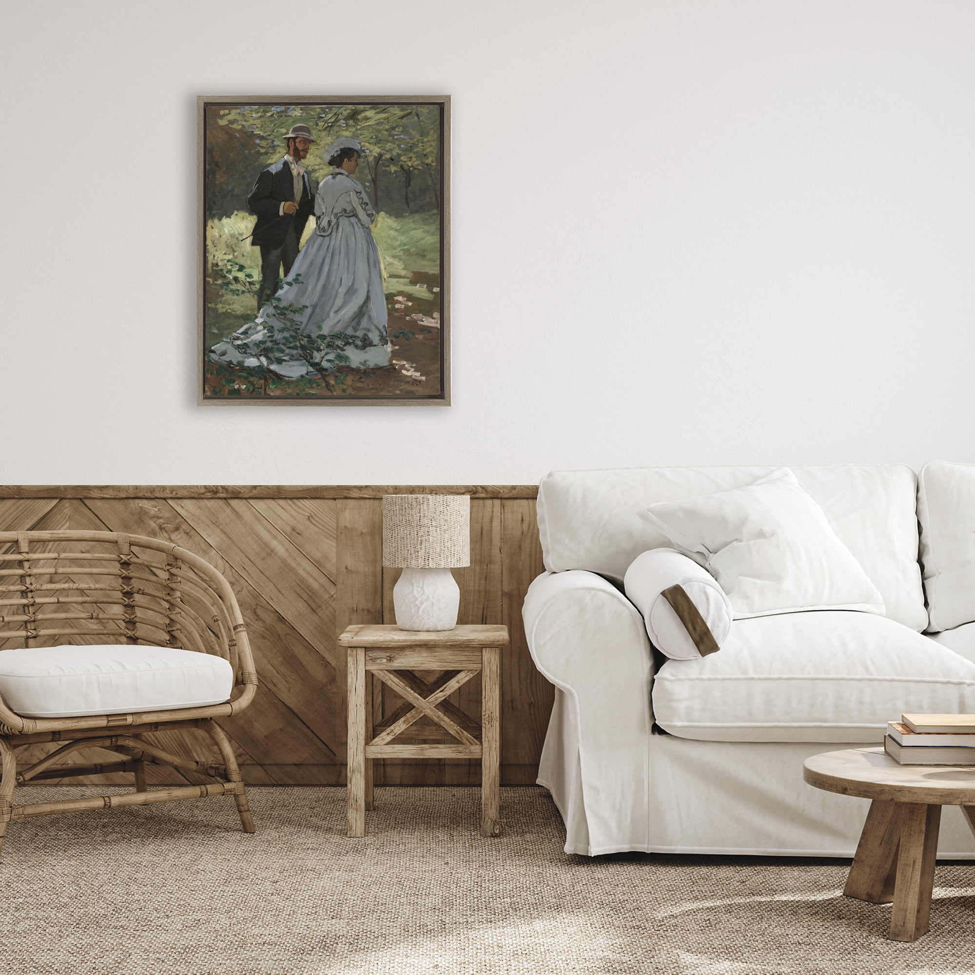 Stupell Industries Bazille & Camille in Nature Brown Framed Floater Canvas Wall Art, design by Tina LeCour