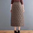 thumbnail image 5 of KHONTS Women's Elastic Waist Quilted Skirt Winter Warm Padded Quilted Midi Long Puffer Insulated Skirt with Pockets Coffee M, 5 of 6