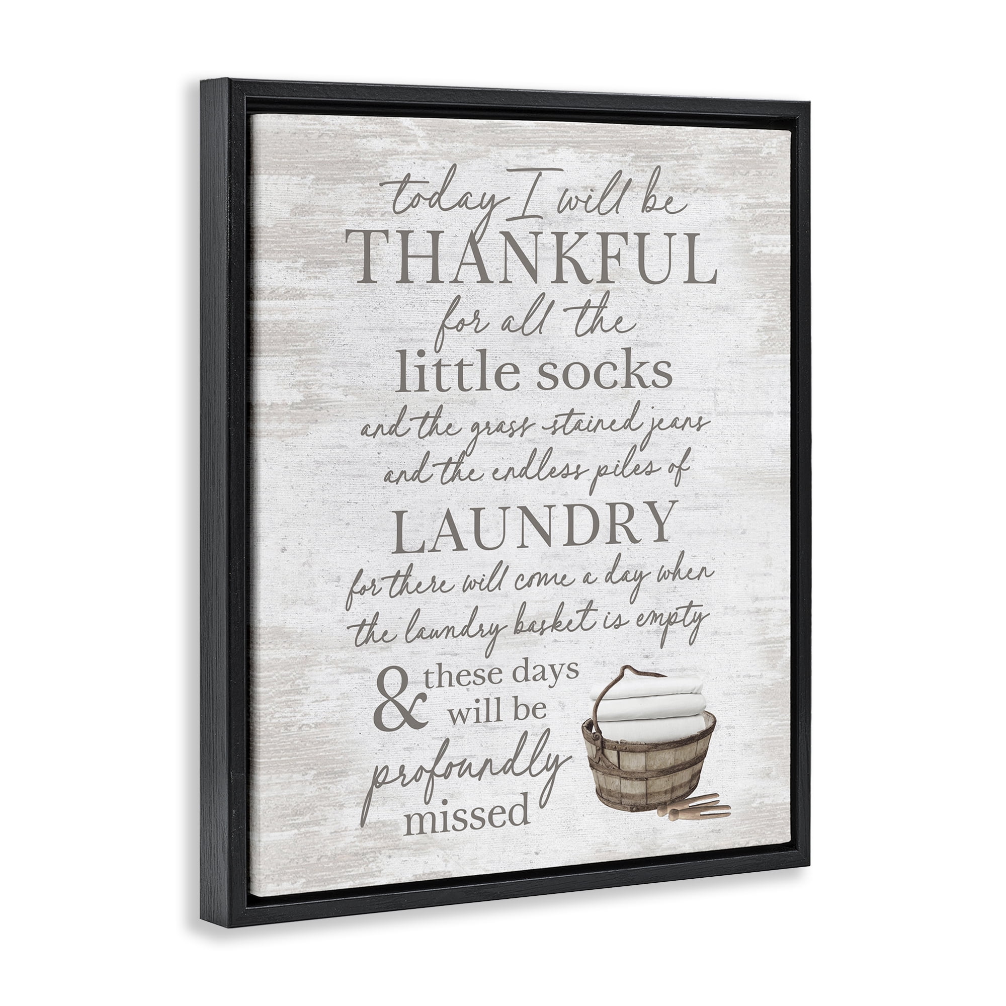 Stupell Industries Heartfelt Laundry Phrase Typography Painting Black Floater Framed Art Print Wall Art, 25 x 31