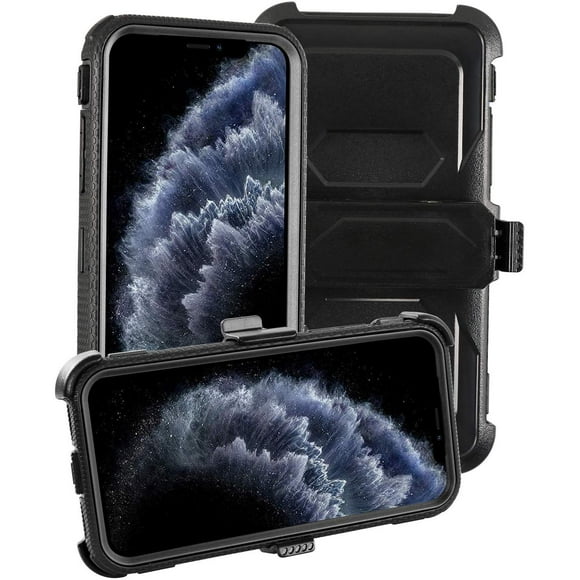 Mignova iPhone 11 6.1 inch case, heavy-duty shock-resistant rugged hybrid case with rotating belt clip and bracket For iPhone 11 6.1 inch case 2019 Release(Black）