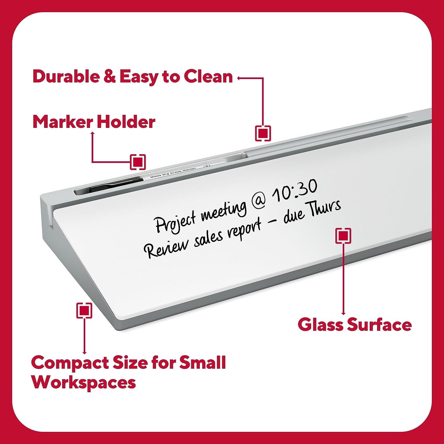 TRU RED Glass Desktop Dry-Erase Whiteboard (TR62579)