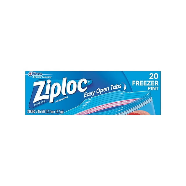 Ziploc Freezer Bags, Pint, 20 ct