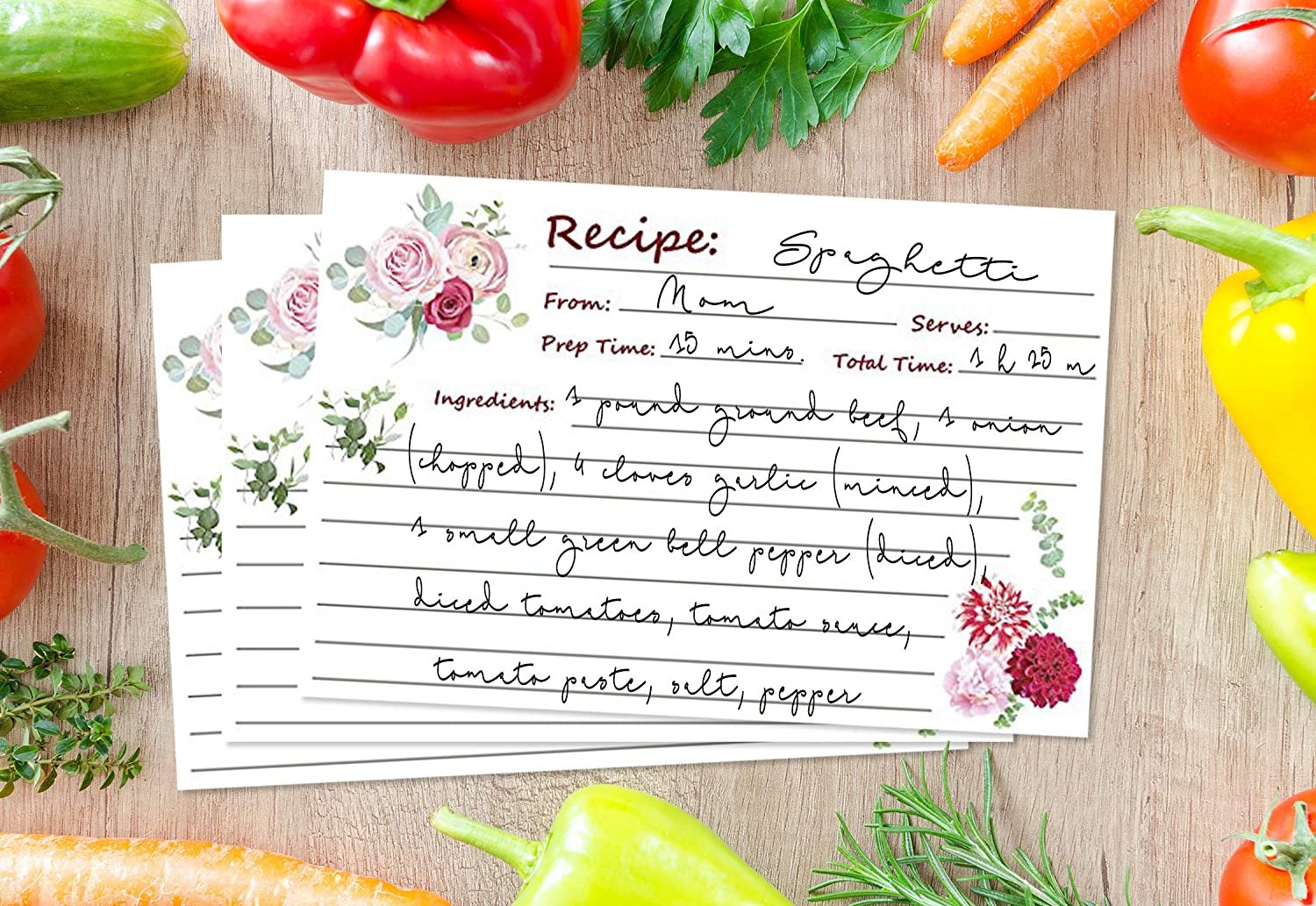 Recipe Cards, Elegant Floral - Great For Wedding, Bridal Shower, and Special Occasion, Or for Your own Kitchen - 4” X 6” Inches, 80 lb. Cover Stock | 50 Sheets Per Pack - image 3 of 10