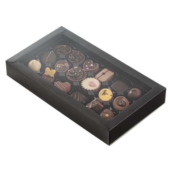 Sweet Vision Rectangle White Paper Candy / Chocolate Boxes - 6 Compartments - 10 3/4" x 2 3/4" x 1 1/2" - 100 count box