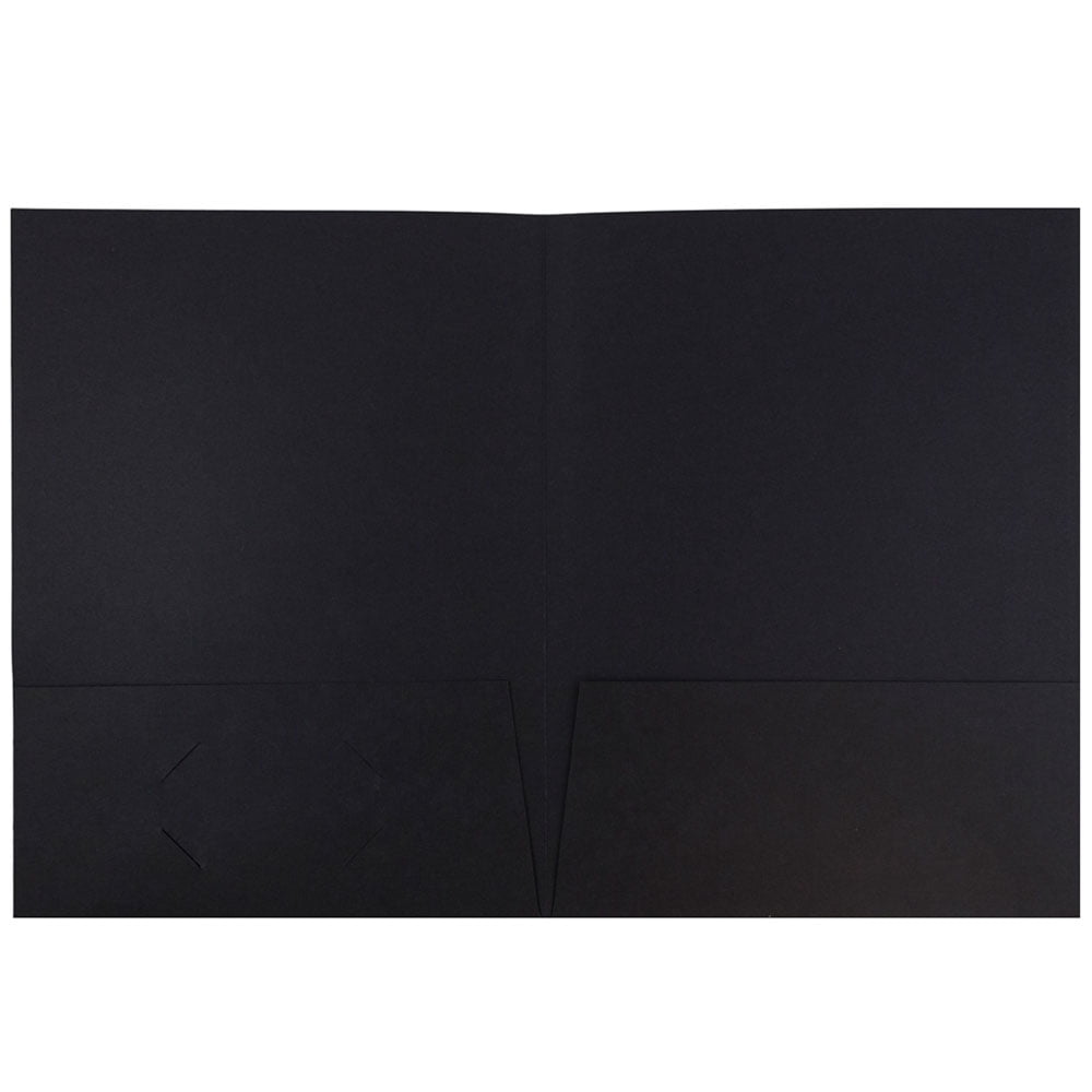 JAM Linen Two Pocket Folders, Black, 9 x 12, 25/Pack
