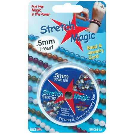 Stretch Magic Elastic Beading Cord - Pearl Color, 0.5mm in Diameter, 10-Meter (32 ft) - Easy to Knot, Strong & Stretchy String for Making Beaded Jewelry