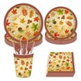 thumbnail image 3 of Thanksgiving Maple Leaf Paper Plates Party Plates and Napkins Party Supplie Birthday Disposable Tableware Set Party Dinnerware Serves 8 Guests for Plates  Napkins  Cups 68PCS, 3 of 6