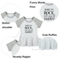 thumbnail image 2 of Pack of 2, Born To Rock Just Like My Daddy & Born To Be A Sailor Just Like My Daddy Funny Dresses, Newborn Baby's Skirts, Infant Princess Dress, Toddler Frocks (Gray Raglan Dresses, 0-6 Months), 2 of 5