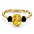 thumbnail image 3 of Gem Stone King 10K Yellow Gold Yellow Citrine and Black Diamond Engagement Ring for Women | 1.84 Cttw | Oval 8X6MM | Gemstone November Birthstone | Size 8, 3 of 6