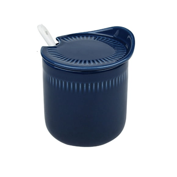 Sugar Bowl With Lid, Sugar Salt Pot Seasoning Canister，Sugar Storage Jar, Sugar Pot, Sugar Container Spice Jar-Blue-300ML