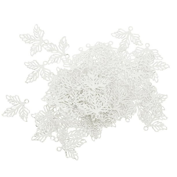 Juego de 100 colgantes de hojas de filigrana para hacer pulseras y collares de mujer. Platino