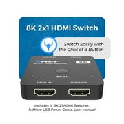 OREI 2 in 1 out 8K HDMI Switch with Audio Extraction, EDID management, HDR10& Dolby Vision (BK-21)