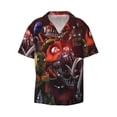 thumbnail image 2 of Lsque Five Nights At Freddy'S print Men's Cuban Collar Short Sleeve Shirt Summer Beachwear Casual Button Down Fashionable Vacation Leisure Shirt-3X-Large, 2 of 7