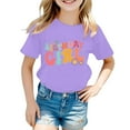 thumbnail image 1 of LUOGENLI T-Shirt pour Filles Filles Mode Décontractée Lettre Col Rond T-Shirt à Manches Courtes Haut 5 Chemises pour Filles Tendance de Grandes Marques Violet 3-4 Ans, 1 of 3