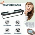 thumbnail image 3 of Cshidworld Bathroom Shelves Glass Floating Shelves with Towel Bar, 15.7" Glass Shelves Wall Rectangular Stainless Steel Tempered Glass for Shelf Sink Over Toilet Bathroom Organizer, Black, 3 of 7