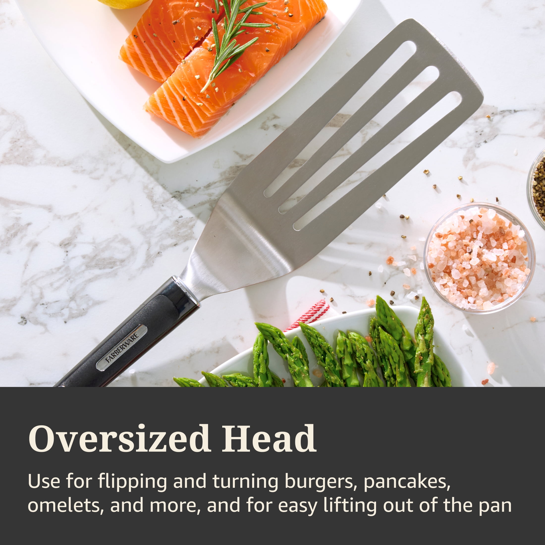 Farberware Professional Restaurant Spatula/Turner with Stainless Steel Head, Black Handle