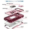 thumbnail image 4 of ELEHOLD Rugged Case for iPhone 15 Plus,Heavy Duty Hybrid Camera Lens Protector 360° Rotation Ring Holder Card Slot Kickstand Function Anti-Slip Shockproof Armor Case for iPhone 15 Plus,Pink/Rose, 4 of 11